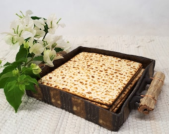 Rustic Ceramic Matzah Plate- Gift for Passover Celebrations