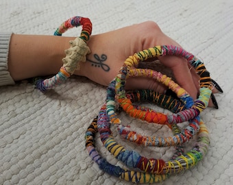 Colorful Fabric Bracelet for Boho style Woman
