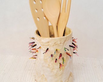 Unique  Handmade Ceramic utensil holder - Mother Day Gift