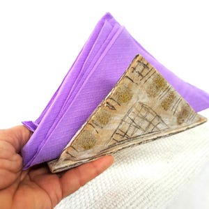 Handmade Ceramic Napkin Holder, Rustic Tribal Tabletop Decor, Unique Design