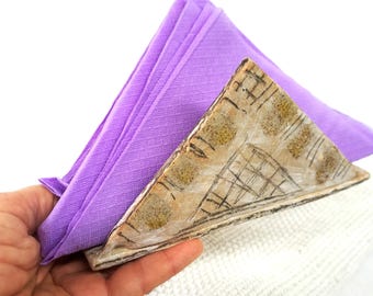 Handmade Ceramic Napkin Holder, Rustic Tribal Tabletop Decor