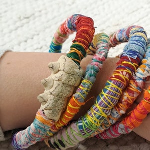 Colorful Fabric Bracelet for Boho style Woman-Unique Gift for Her