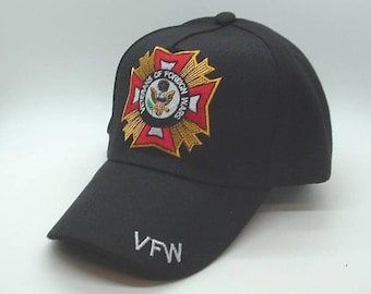 US Armed Forces Veterans Of Foreign Wars VFW Embroidery Adjustable Black Hat.