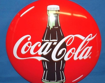 Coca Cola Coke Hobbleskirt Style Bottle Licensed 16 Inch Metal Advertising Dome Mancave Ready.