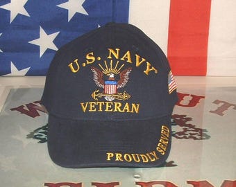 US Navy veteraned diente stolz Militäranerkannten 100% Baumwolle Gestickte Blau Ball Cap Hut.