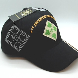 4th Infantry Division US Army Military Licensed Embroidered Adjustable Black Cap
