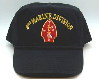 2nd Marine Abteilung USMC High Crown Trucker Style Gestickter Emblematischer Einstellbar Schwarzer Hut.