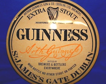 Letrero publicitario metálico tipo cúpula de Arthur Guinness Dublin de 16 pulgadas para interiores y exteriores con gráficos excepcionales.