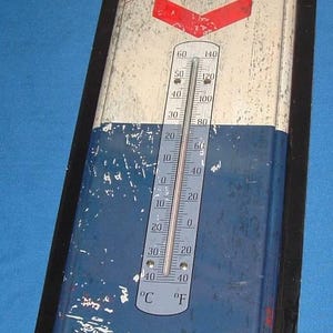 Standard Oil & Gasolines Chevron 17 Inch Metal Licensed Vintage Style Thermometer.