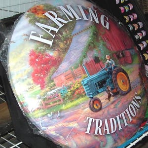 Vintage Red Barn Metal Sign: John Deere Tractor, Farmhouse Decor