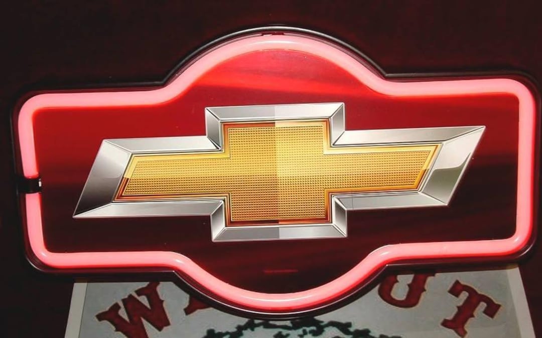 Chevy Led Sign Chevrolet Marquee Licensed 17x10 Red LED Light up Sign Looks Just Like ...