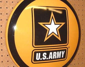 US Army Star Yellow And Black 16 Inch Metal Dome Sign Military Licensed.
