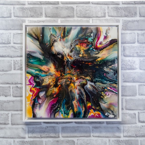 Resin acrylic abstract art on canvas. Original fluid artwork. Vibe check