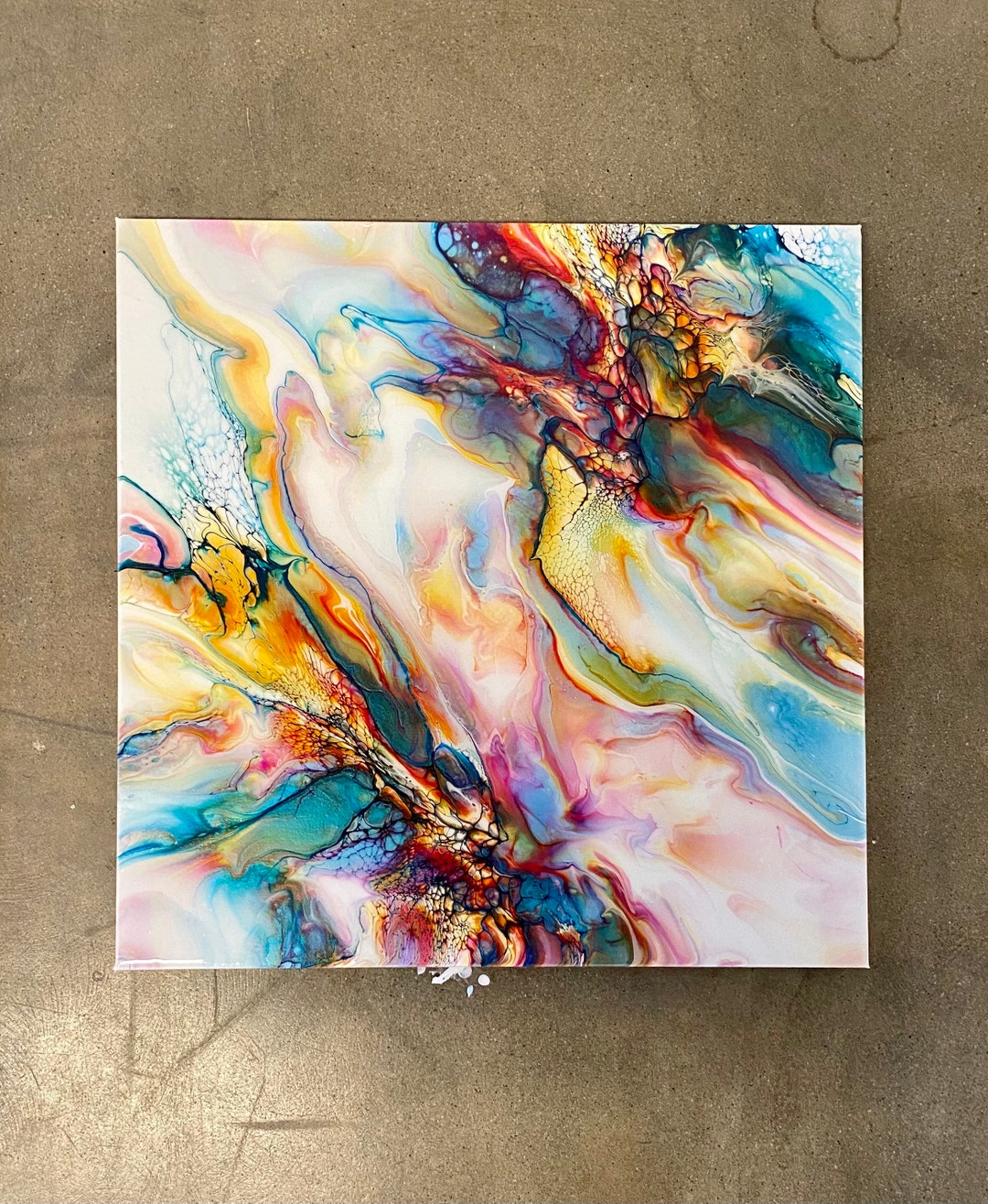 Resin Acrylic Abstract Art on Canvas. Original Fluid Artwork. Living ...