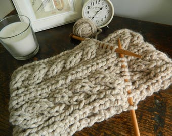 Knitting Pattern - Chunky Cable Knit Scarf - Instant Download PDF Knitting Pattern