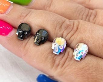 Swarovski Crystal Skull Earrings: Hypoallergenic Stainless Steel Posts