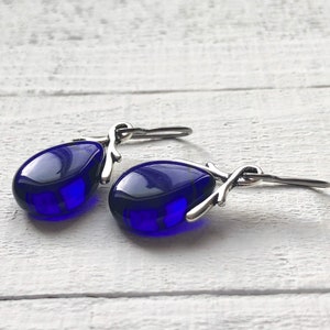 Blue Earrings, Cobalt Blue Earrings, Teardrop Earrings, Sapphire Earrings, Niobium Earrings, Hypo Allergenic Earrings, Bridesmaid Earrings