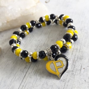 Pittsburgh Inspired Bracelet, Pittsburgh Baseball, Baseball Bracelet, Baseball Memorabilia, Sports Memorabilia, Sports Bracelet