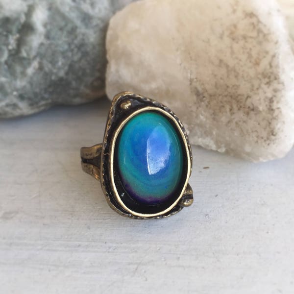 Mood Ring, Mood Jewelry, Boho Ring, Hippie Ring, Hippy Ring, 1970's Ring, Gothic Ring, Boho Jewelry, Bronze Ring, Color Changing Ring