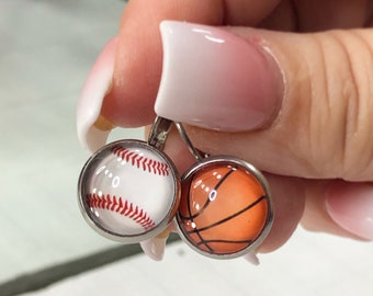 Boucles d'oreilles de baseball, boucles d'oreilles de basket-ball, maman de basket-ball, maman de baseball, bijoux de baseball, bijoux de basket-ball, oreilles sensibles, bijoux de sport