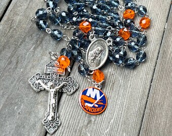 New York Islanders Rosary, Hockey Rosary, New York Rosary, Hockey Fan Gift, Sports Rosary, Confirmation Rosary, Communion Rosary