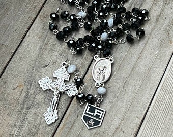 Los Angeles Kings Rosary, LA Kings Rosary, Sports Rosary, Hockey Fan, Black Rosary, Communion Rosary, Catholic Rosary, Confirmation Rosary