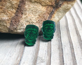 Frankenstein Earrings, Halloween Earrings, Halloween Jewelry, Monster Earrings, Green Earrings, Halloween Costume, Sensitive Ears