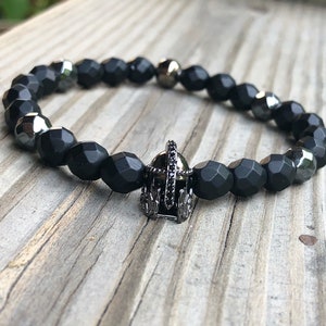 Gladiator Bracelet, Men&#39;s Bracelet, Masculine Bracelet, Gladiator Helmet, Unisex Bracelet, Minimalist Jewelry, Stretch Bracelet