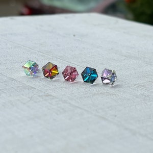 Cube Earrings, Post Earrings, Crystal Cube Earrings, Sensitive Ears, Cube Jewelry, Crystal Earrings, 3D Cube Earrings, Stainless Steel