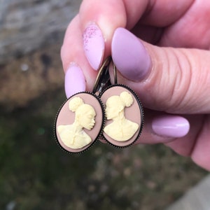 Cameo Earrings, Bronze Cameo Earrings, African American Cameo Earrings, Ornate Cameo Earrings, Queen Cameo Earrings, Bridesmaid Earrings,