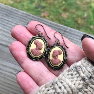 Cameo Earrings, Niobium Earrings, African American Cameo Earrings, Ornate Cameo Earrings, Queen Cameo Earrings, Niobium Jewelry