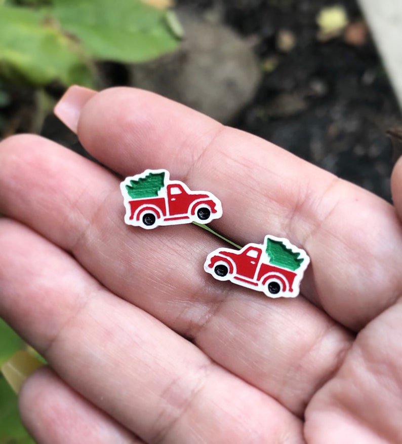 Truck Earrings Red Truck Earrings Truck Jewelry Rustic Etsy