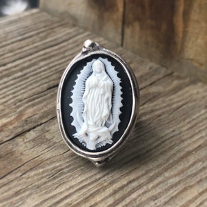 Our Lady of Guadalupe Ring, Our Lady of Guadalupe Jewelry, Statement Ring, Catholic Gift, Cameo Ring, Silver Ring, Confirmation Gift,