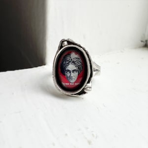 Fortune Teller Cameo Ring: Adjustable Silver Plated Oddity Jewelry