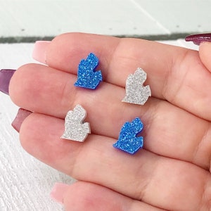 Michigan Earrings, Detroit Earrings, Glitter Earrings, Football Earrings, Sensitive Ears, Michigan Jewelry, Sports Memorabilia