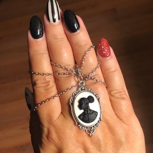Black and White Cameo Necklace, Cameo Necklace, Silver Necklace, African American Necklace, Ornate Necklace, Black Girl Magic,