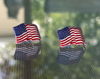 Boucles d'oreilles drapeau américain, Boucles d'oreilles drapeau, Boucles d'oreilles drapeau USA, Bijoux drapeau, Drapeau américain, Bijoux du 4 juillet, Boucles d'oreilles patriotiques, Quatrième de juillet