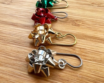 Niobium Bow Earrings: Holiday Celebration Jewelry