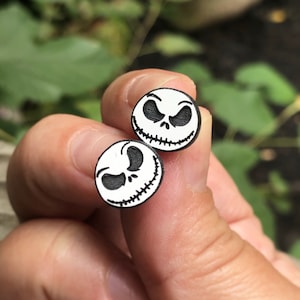 Jack Skull Earrings: Stainless Steel Halloween Studs