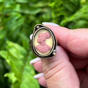 Cameo Ring, Bronze Adjustable Cameo Ring, African American Cameo Ring, Ornate Cameo Ring, Queen Cameo Ring, Statement Ring