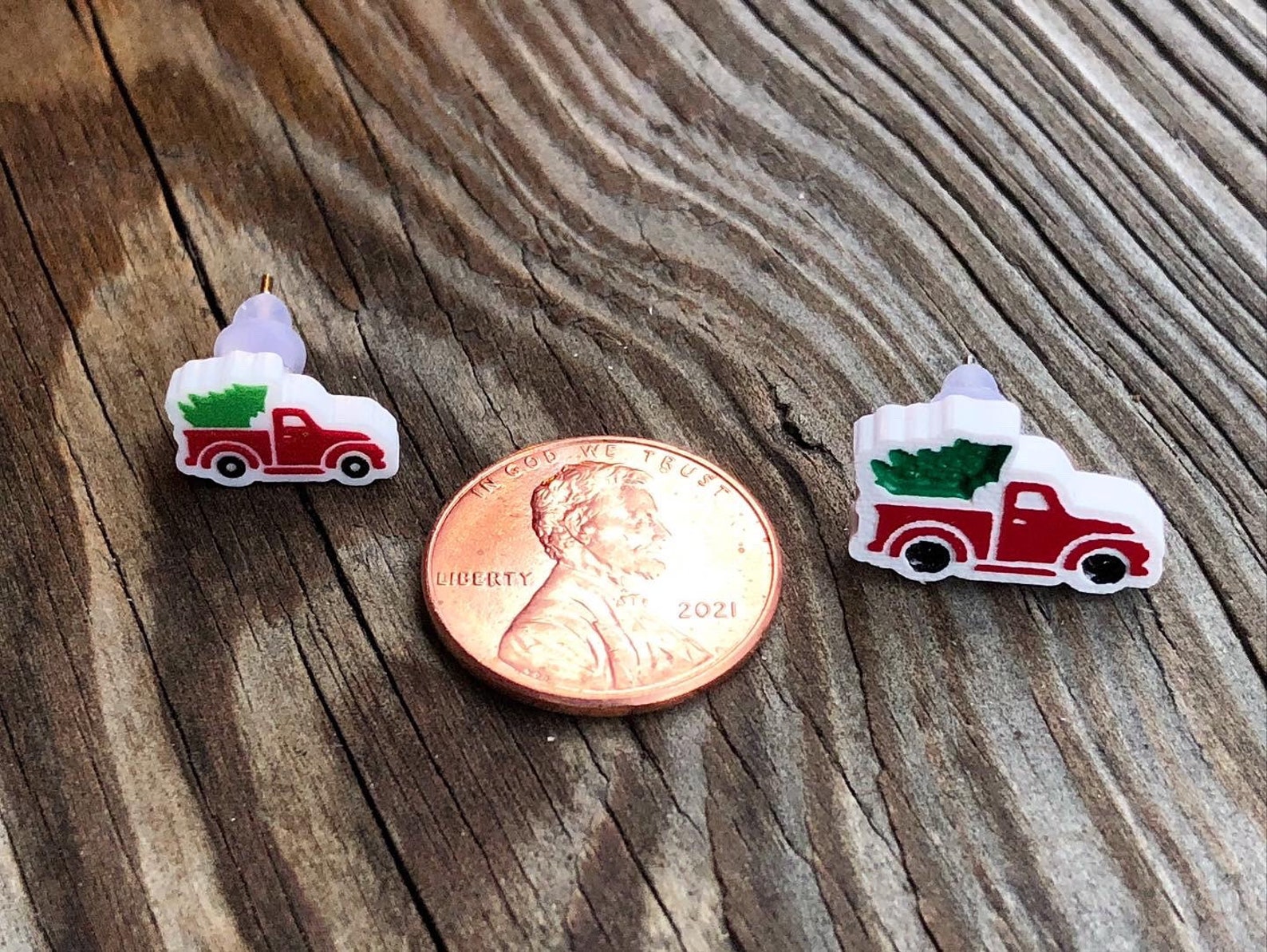 Truck Earrings Red Truck Earrings Truck Jewelry Rustic Etsy