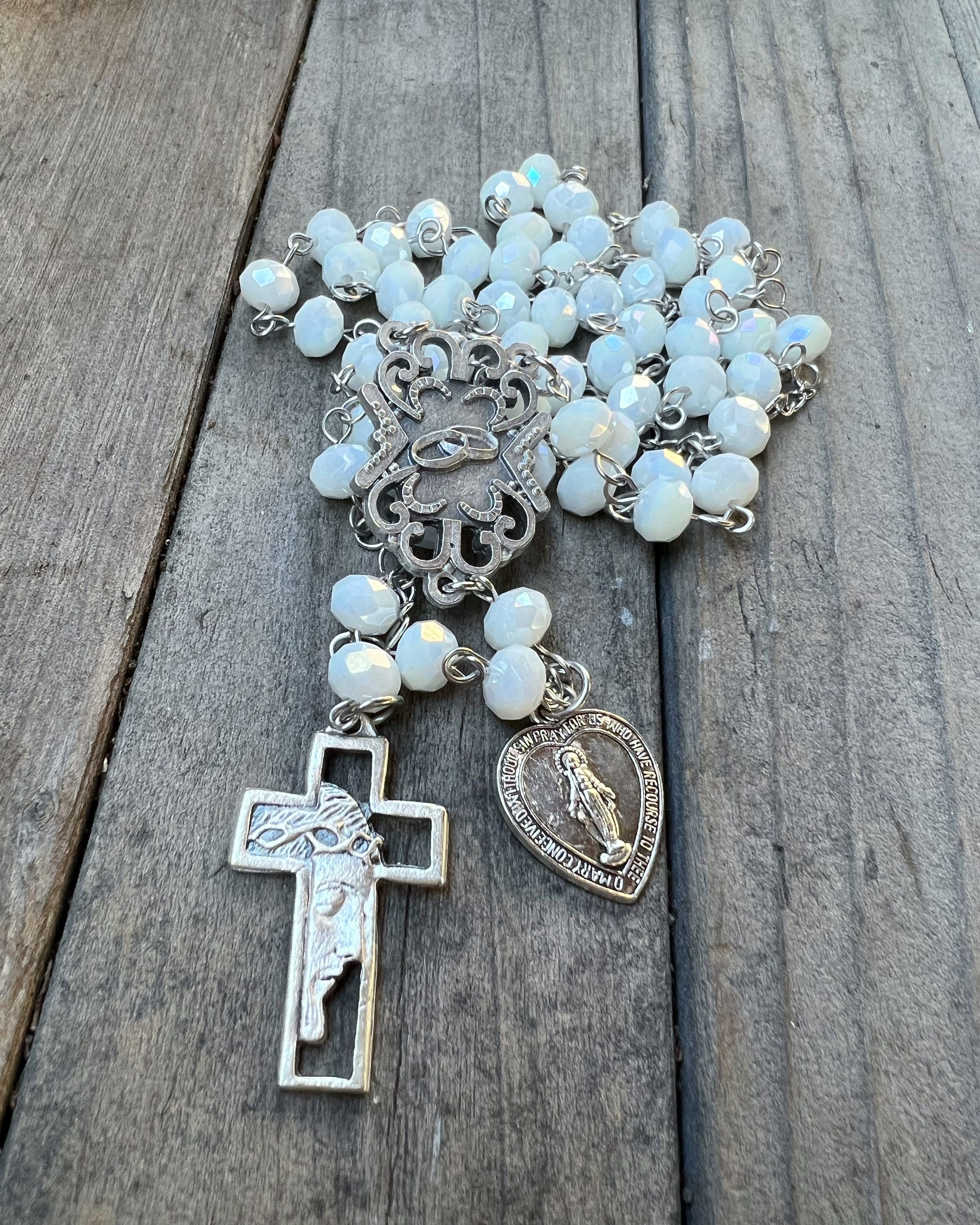 White Rosary Etsy Singapore