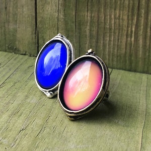 Mood Ring, Unisex Ring, Hippy Ring, Boho Ring, Hippie Ring, Gothic Ring, Oddity Jewelry, Boho Jewelry, Silver Ring, Color Changing Ring