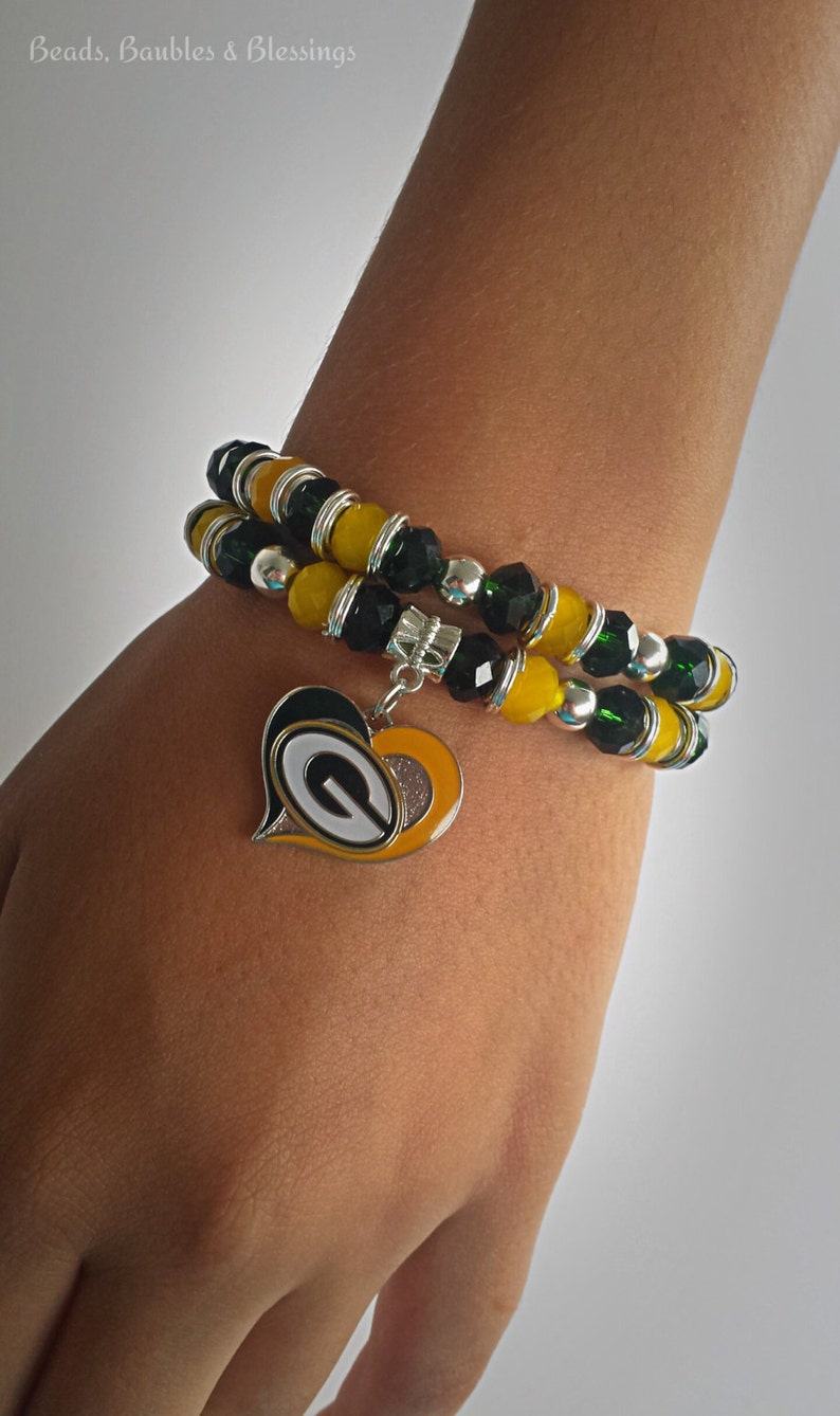 Green Bay Packers Inspired Charm Bracelet Sports Bracelet Etsy UK