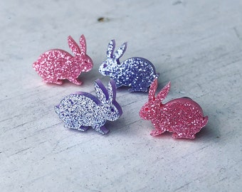 Easter Gift, Easter Jewelry, Easter Earrings, Rabbit Jewelry, Easter Bunny, Spring Jewelry, Hypo Allergenic Earrings, Glitter Earrings,