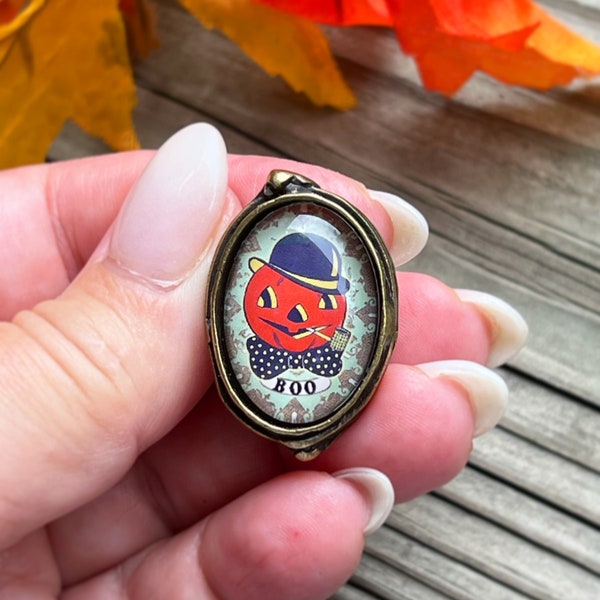 Halloween Ring, Pumpkin Jewelry, Vintage Ring, Beistle, Fall Jewelry, Halloween Jewelry, Adjustable Ring, Pumpkin, Halloween Costume,