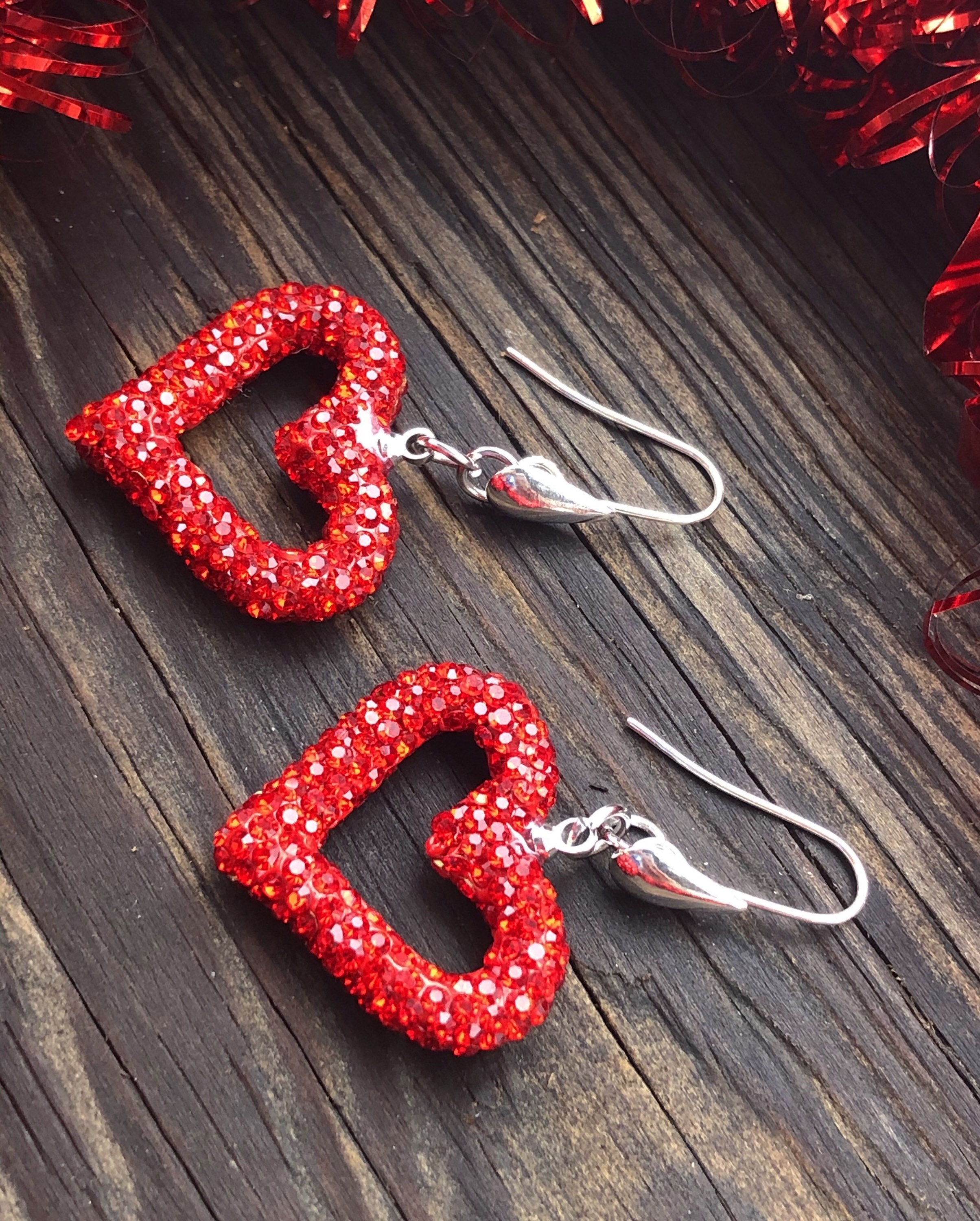 Valentine Gift Heart Earrings Red Earrings Sterling Silver | Etsy