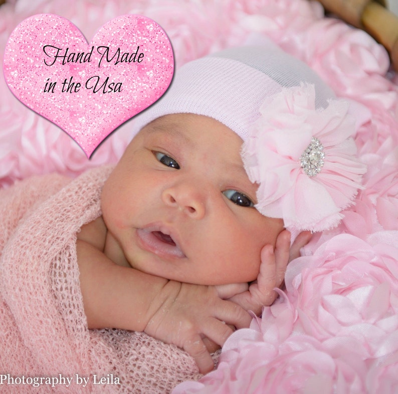 white pink Baby Beanie Baby shower gift Newborn Hospital Beanie Pink Baby Girl Hat .Newborn mittens Pink Bow knot Beanie