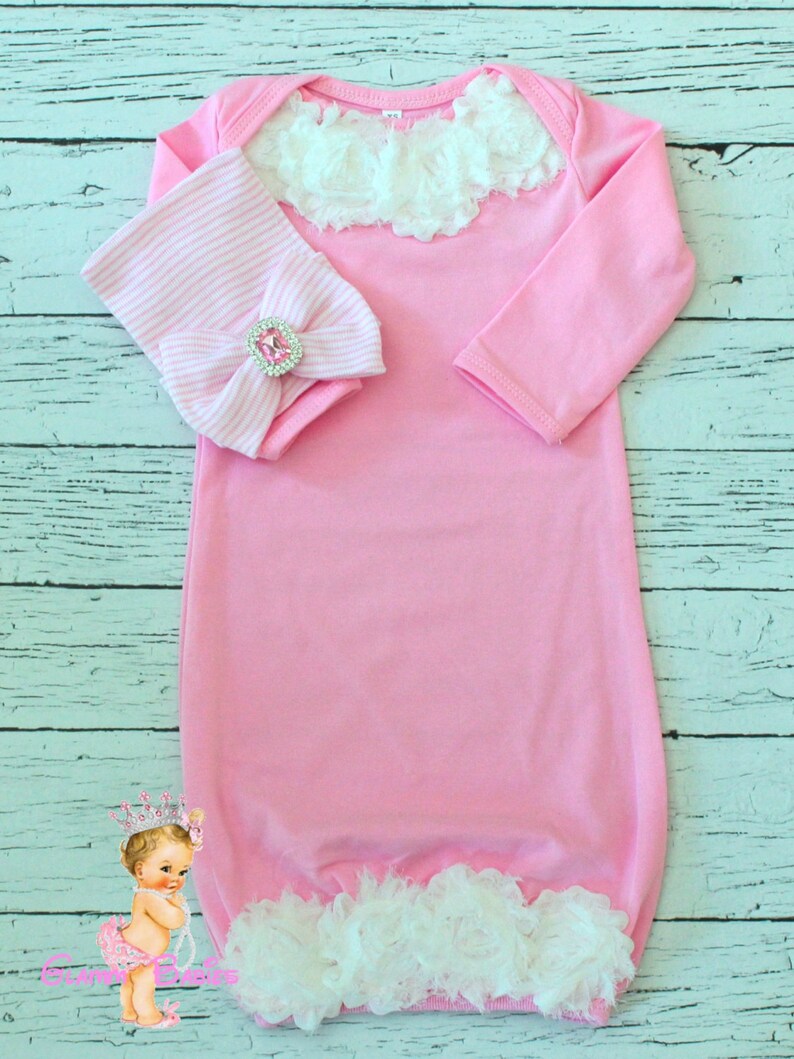 Baby Girl Take Me Home Infant Gown Baby Pajamas Pink Roses Etsy
