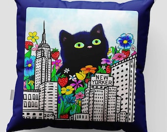 City Kitty catnip pillow - cats of NYC catnip toy - organic catnip and silver vine, eco friendly fabric